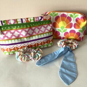 2 Clinique Makeup Cosmetic Travel Bags 2 Handmade Scrunchies Women's Accessories